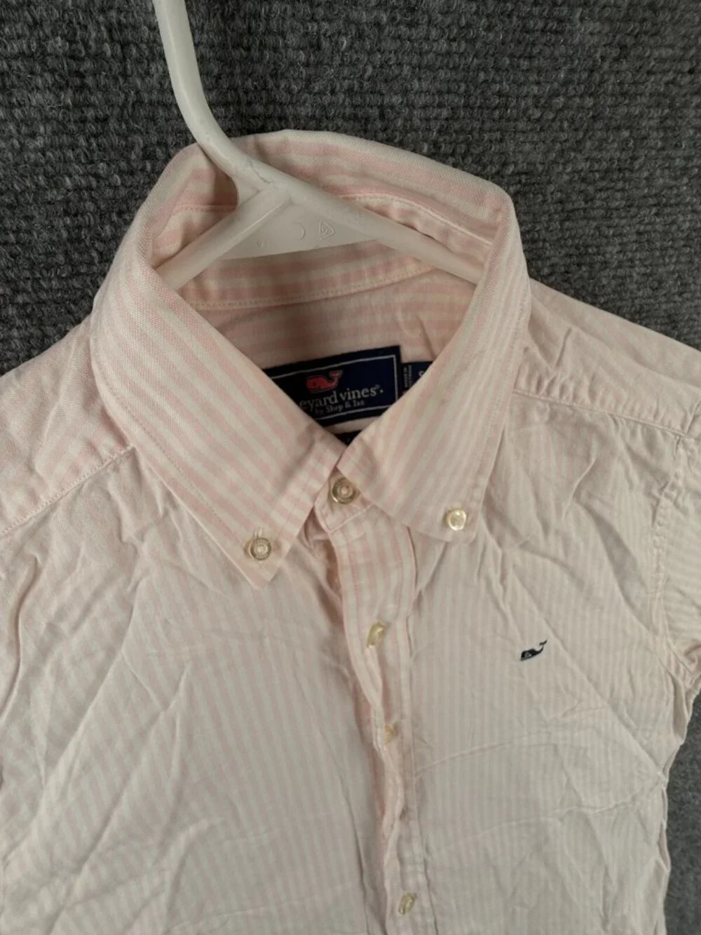 Vineyard Vines Slim Fit Whale Shirt Men Small Pink Striped Cotton Button Up